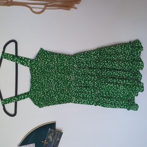 Smocked Green floral summer dress
